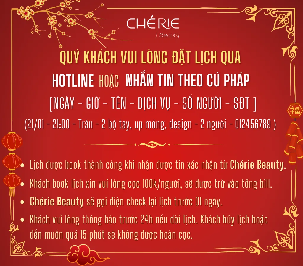 chérie beauty book lịch nail tết